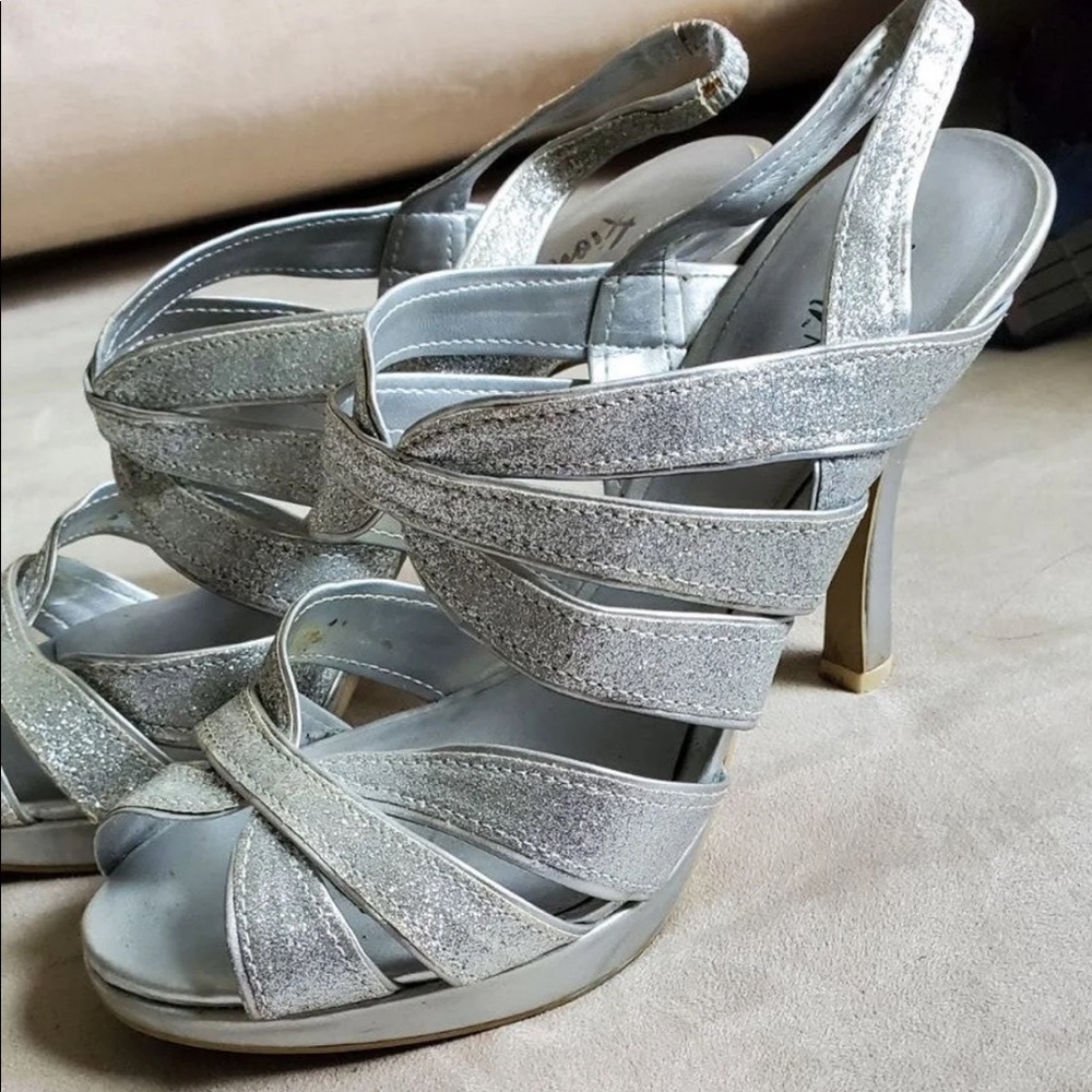 Silver Strappy Slingback Sandal 7.5